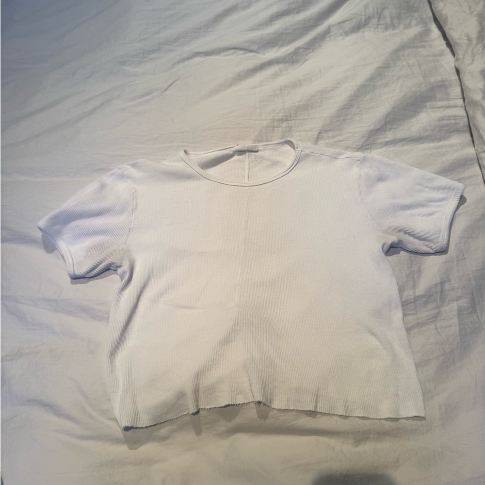 RE/Done cropped ribbed white tee size L